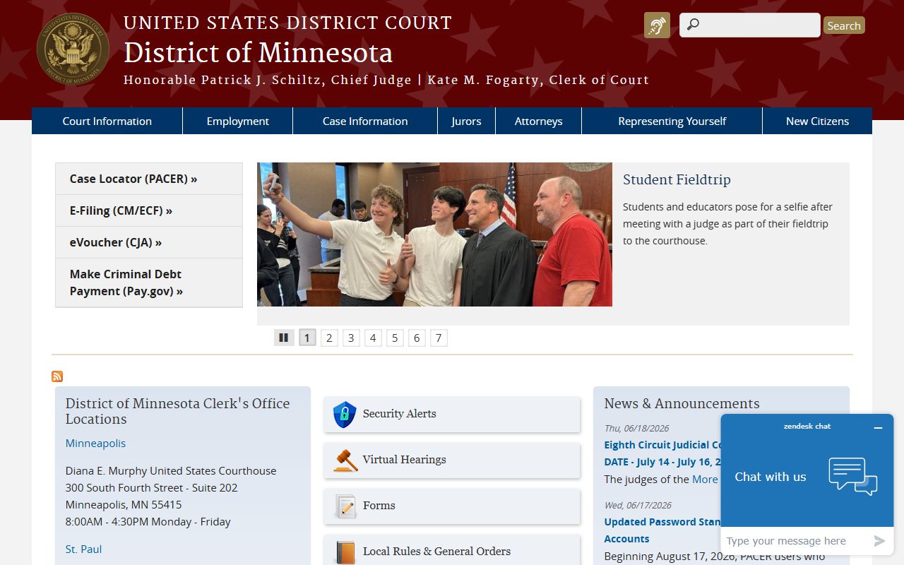 Swift County Court Administration records federal district court distinction
