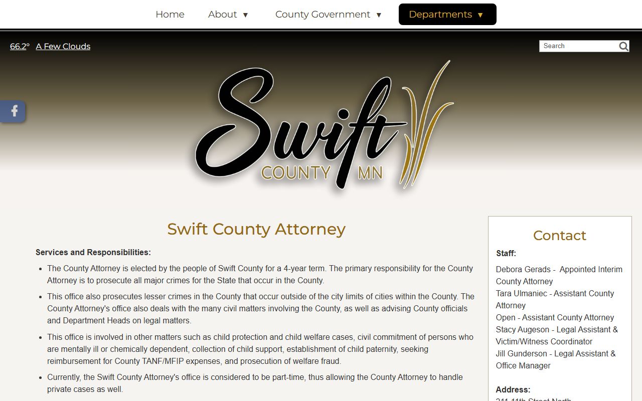 Swift County arrest records county attorney page
